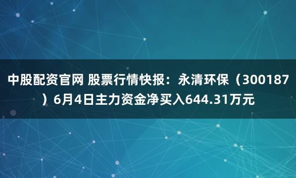 中股配资官网 股票行情快报：永清环保（300187）6月4日主力资金净买入644.31万元